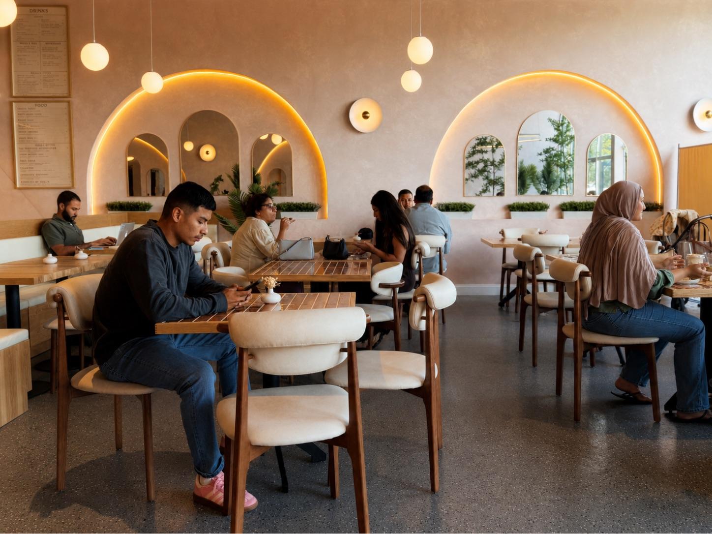 Inside Safwa Coffee & Teahouse in Westbury, New York